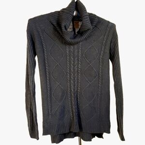 Y2K Vintage Faded Glory Black Cable knit Sweater with Cowl neck Size Small